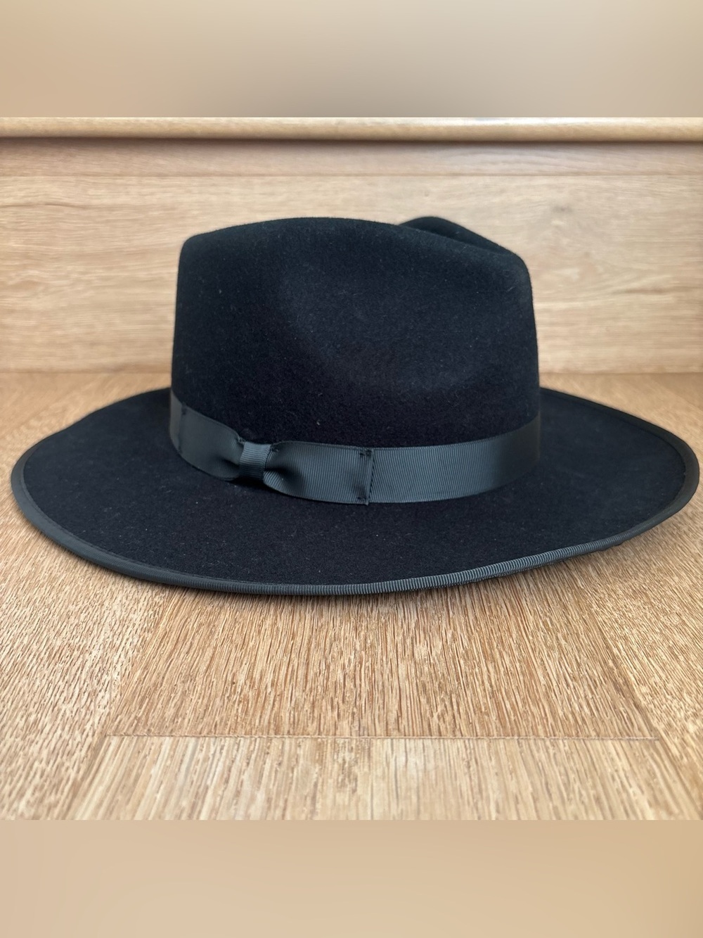 Gigi Pip black Monroe Rancher felt fedora hat size M/L adjustable western - Picture 3 of 8
